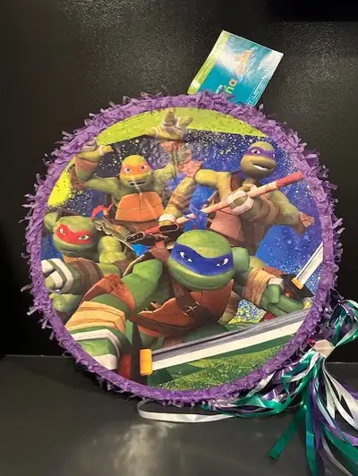 New Teenage Mutant Ninja Turtles Pinata Round Pull Ribbon Diameter 18" Width 3"