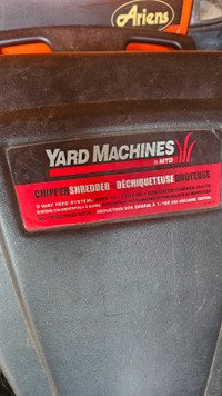YARD MACHINE By MTD. Chipper Shredder