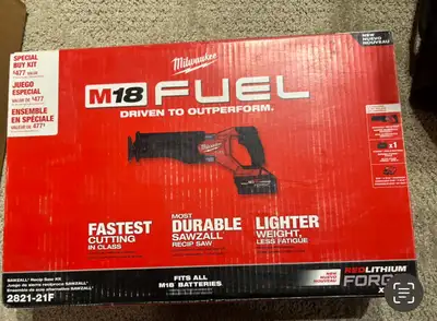 brand new Milwaukee gen2 m18 fuel sawzall & Forge 6ah battery ch, View more