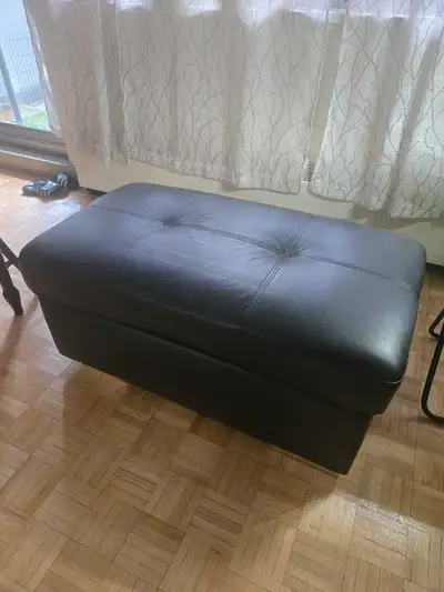 Faux Leather Black Ottoman, View more