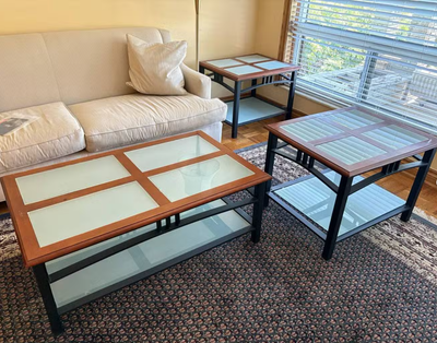 3-Piece Glass Top Coffee Table Set – Coffee Table + 2 Side Table, View more