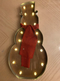 LED Marquee Snowman Sign with Red Scarf