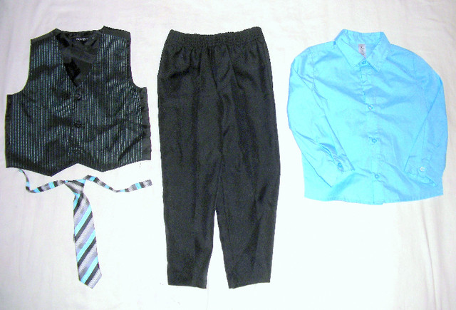 George, boys suit, 5T blue/black pants vest shirt tie in Clothing - 5T in City of Toronto - Image 2