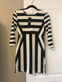 BLACK AND WHITE STRIPED DRESS FOR SALE - NEW