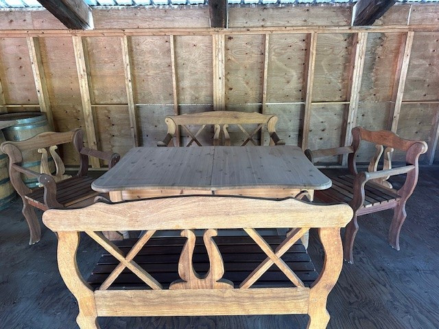 Hand Crafted, Rustic Dining Table, 2 Chairs and 2 Benches in Dining Tables & Sets in Vernon