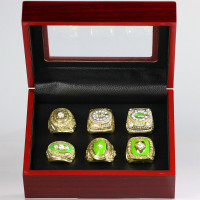6pc Green Bay Packers Championship Ring Set