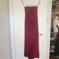 BURGUNDY EVENING GOWN WITH TRAIN