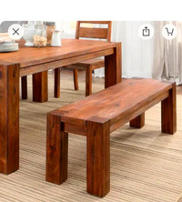 Wayfair Bethany Solid Wood Dark Oak Bench and Table