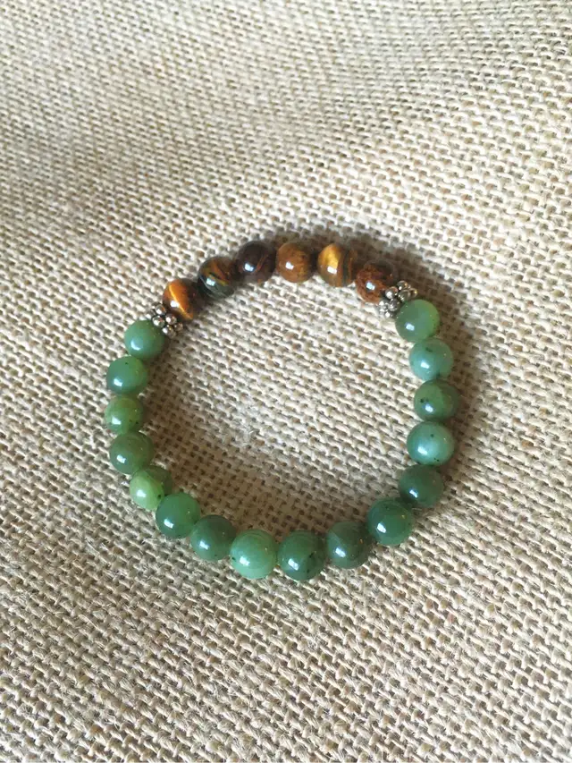 New Genuine Stones Tiger Eye & BC Jade Lovely Bracelet -7 in