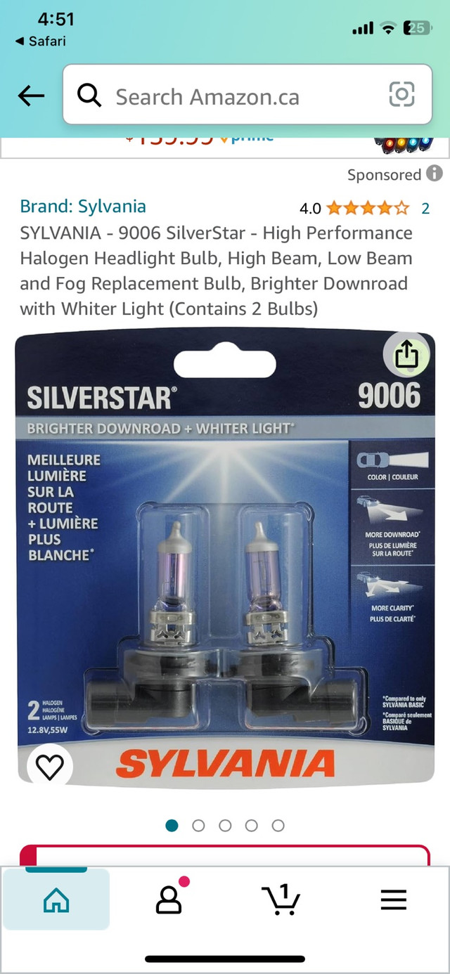 Sylvania Silverstar 9006 Halogen Headlamp Bulbs in Other Parts & Accessories in St. Albert - Image 3