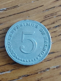 Vintage Coin 1966 Panama 5 Centimes