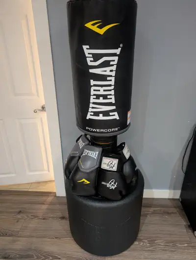Everlast PowerCore Free Standing punching bag and 2 sets of glov, View more