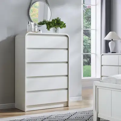 5-Drawer White Chest, View more