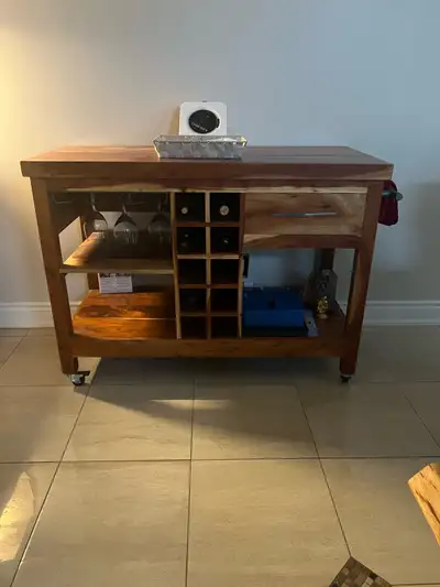Solid Wood Kitchen Island Bar Cart, View more