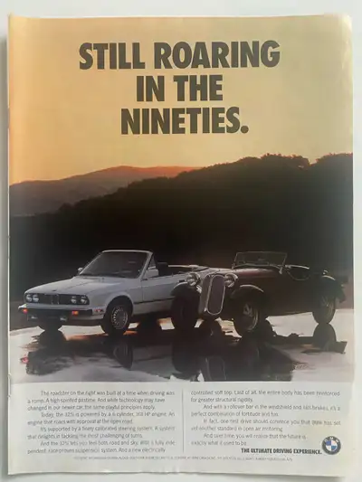 “The ultimate driving experience.” Dimensions: 8 inches wide by 11 inches high. In excellent conditi...