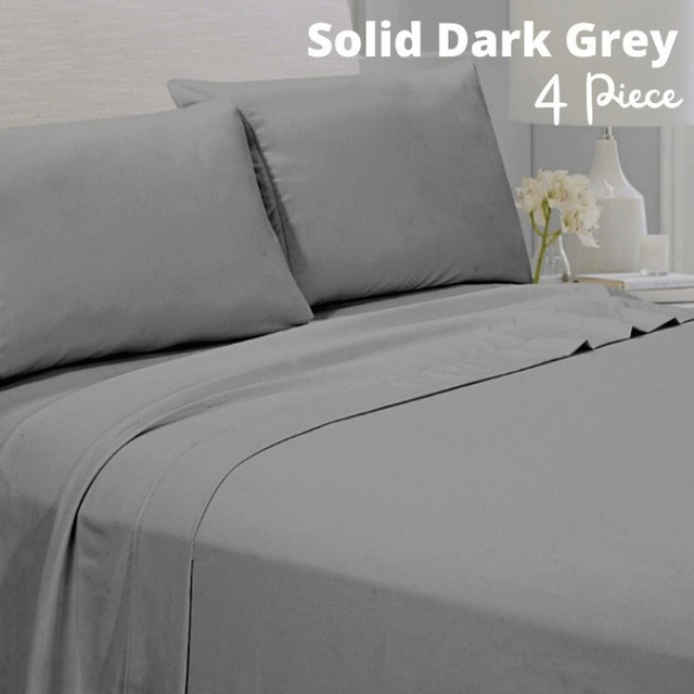 New 4 PC Dark Grey Sheets • Deep Pocket • D $40/Q $40 /K $45 in Bedding in Barrie