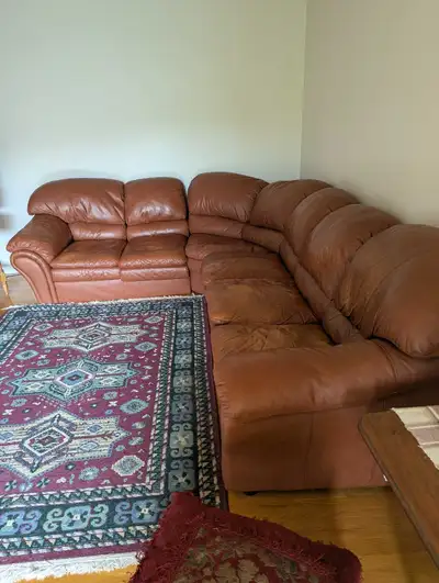 Leather sectional, View more