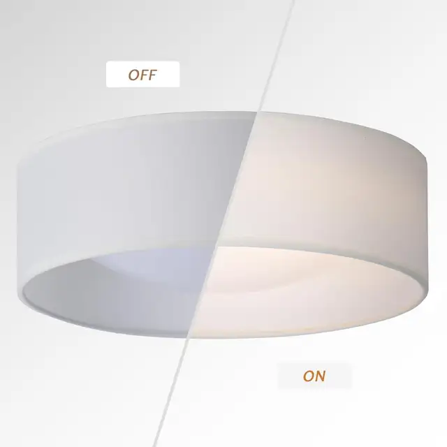 13" White Linen Fabric Flush Mount Ceiling Light, 24W LED 3000K in Indoor Lighting & Fans in Oshawa / Durham Region - Image 5