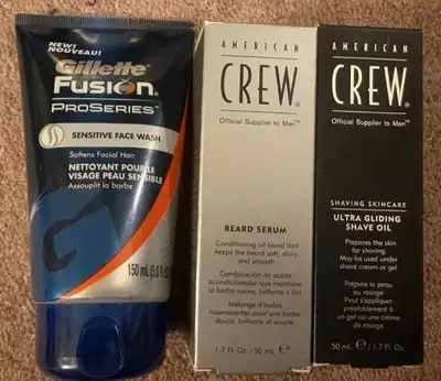 Three men’s skincare products. not used. , View more