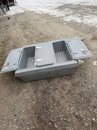 Club car cooler fits in the back of a side by side . Used ounce in great shape with drains .