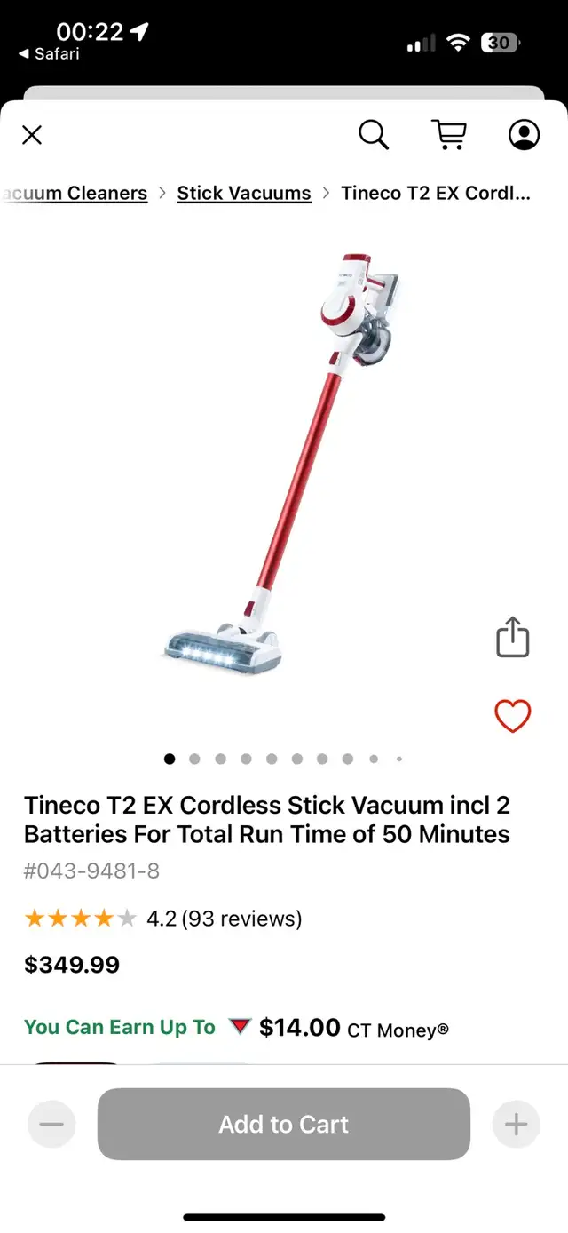 Tineco T2 EX Cordless Stick Vacuum 62863729293699122