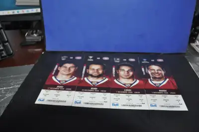 Montreal canadiens unused hockey ticket December lot of 4 season 2009-2010 Include the ticket below...