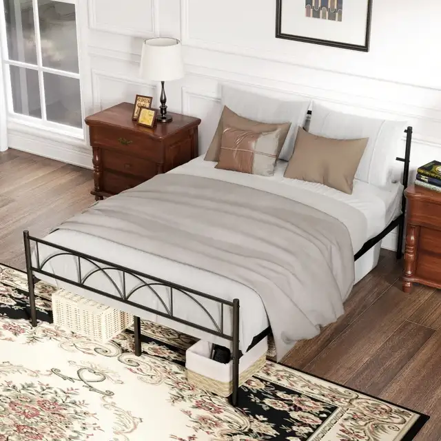 Steel slat Metal Full Platform Bed Frame with Headboard in Beds & Mattresses in Markham / York Region - Image 6