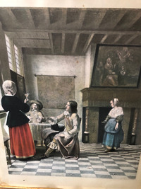 Antique Print "Interior of a Dutch House" c.1658 Pieter de Hooch