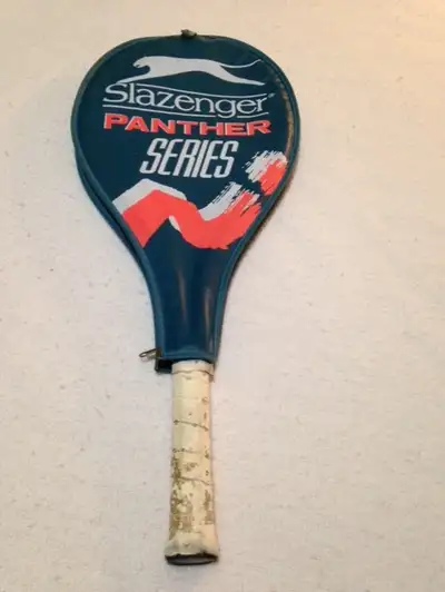 Raquette de tennis bleue Vintage Slazenger Panther Series avec étui. Une Formula Junior, 0/4 en alum...
