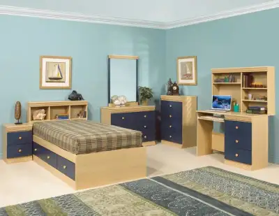 Bedroom Set with Bed, Desk, and Dresser, View more