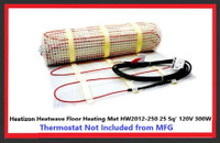 (NEW) Heatizon Heatwave Floor Heating Mat 25 Sq ft 120V 300W