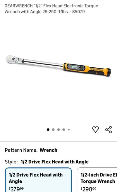 GEARWRENCH "1/2" Flex Head Electronic Torque Wrench with Angle 2, View more