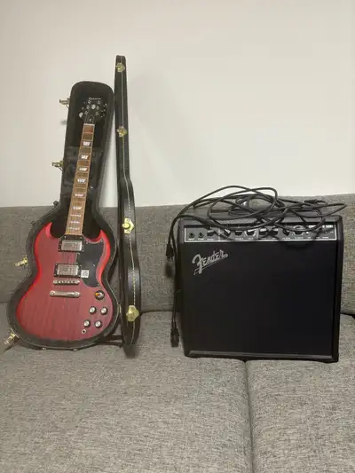Electric Guitar, Amp and Hard Shell case, View more