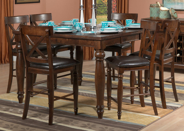 Kingstown 7-Piece Extendable Counter Height Dining Set - Choco in Dining Tables & Sets in Ottawa - Image 2