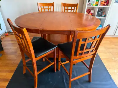 ️ Brown Wooden Dining Table & Chairs Set – $80 ️, View more