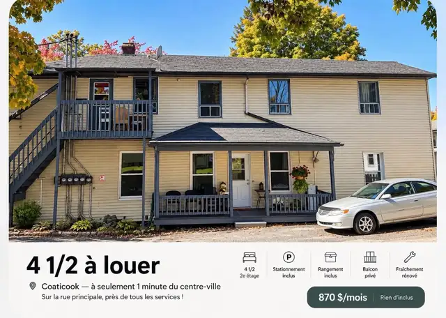 4 1/2 Apartment in Coaticook – Available Now