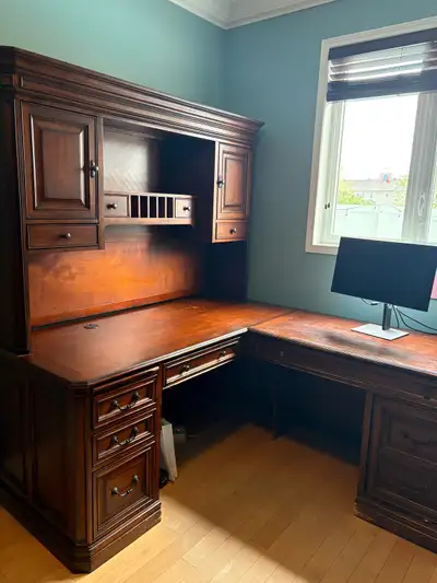  Solid Wood Executive L-Shape Desk with Hutch - Premium Quality, View more
