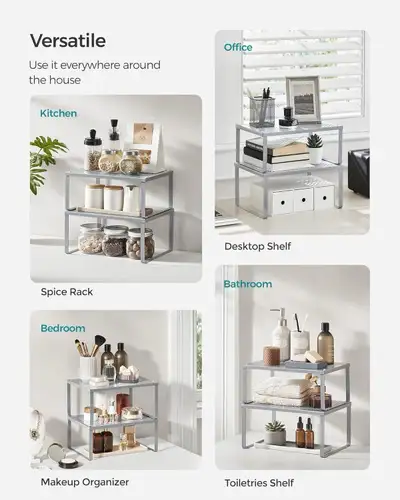  Cabinet Shelf Organizers, Spice Racks, Shelf Riser, Stackable, , View more