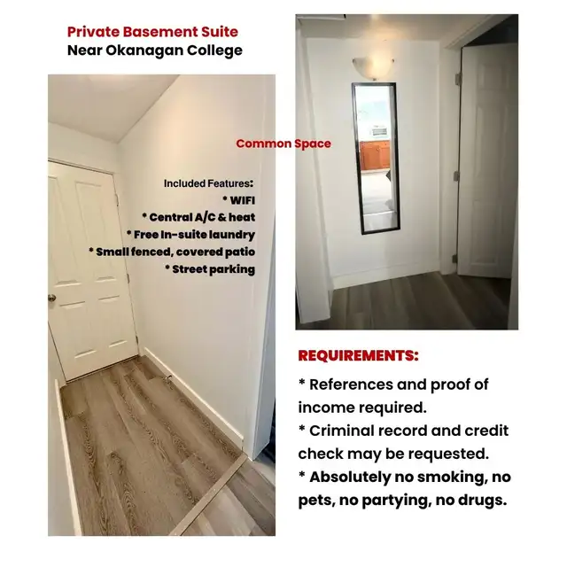 Private Basement Suite Near OC in Long Term Rentals in Kelowna - Image 11