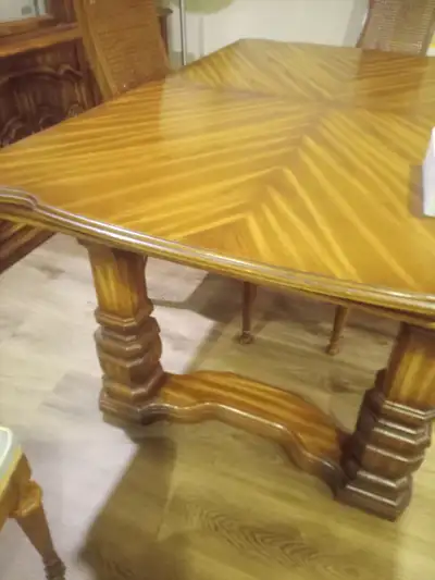 Vintage Thomasville oak dining table 8 chairs and two leaves inc, View more