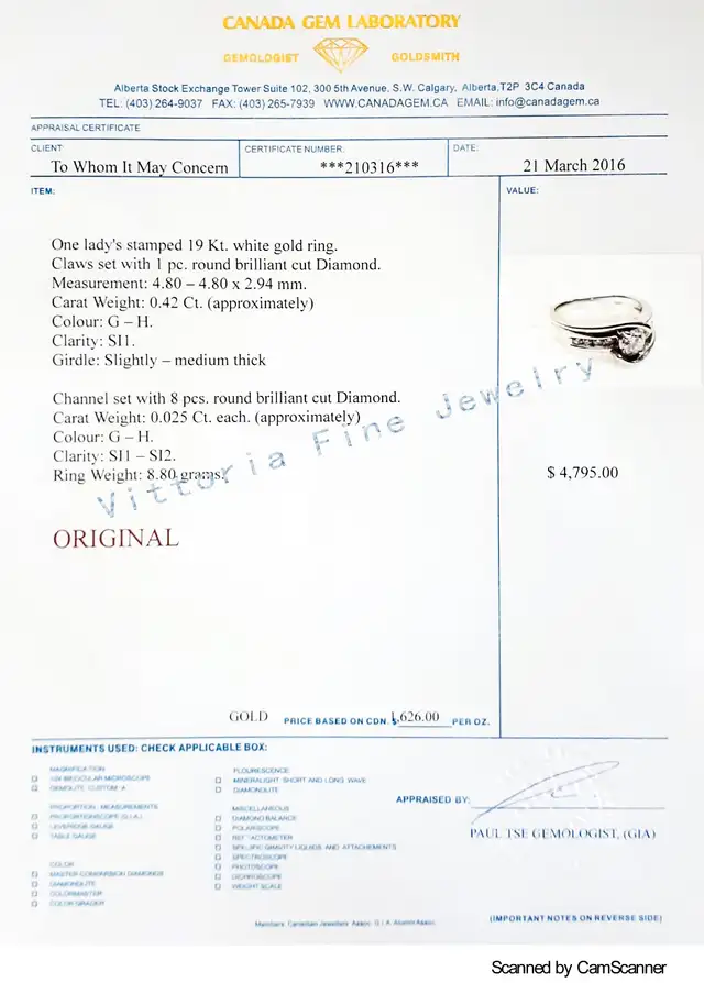 19KT W/Gold 0.64CT(TW) Solitary Diamond Ring. Naturally Mined!63735877407617122