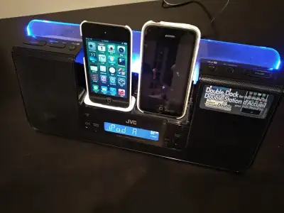 JVC NX-PN10 Dual iPod Dock Speaker FM Radio Alarm Remote included Ipod and iphone not included