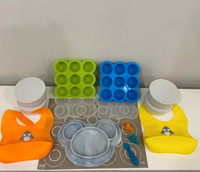 19 piece set of silicon bowls, bibs and other feeding items