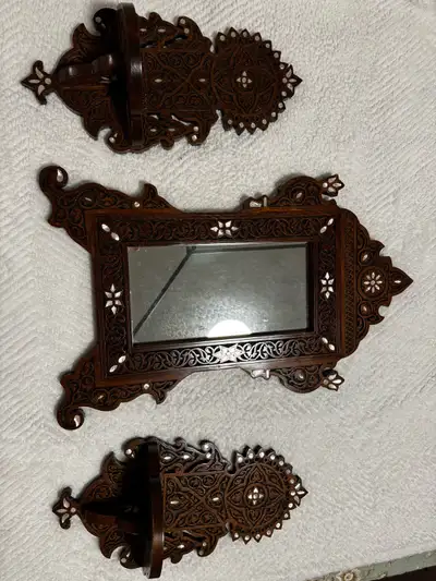 Handcrafted Syrian Mirror Frame & Shelves wall decor (brand new), View more