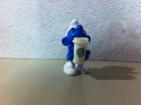Smurfs - Vintage Smurf Having a Starbucks Coffee