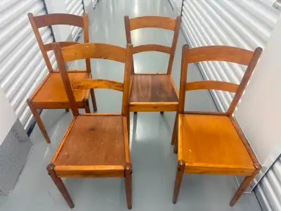 Solid wood vintage dining chairs. Set of 4., View more