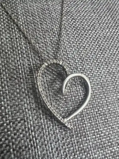 silver necklace with diamonds , View more