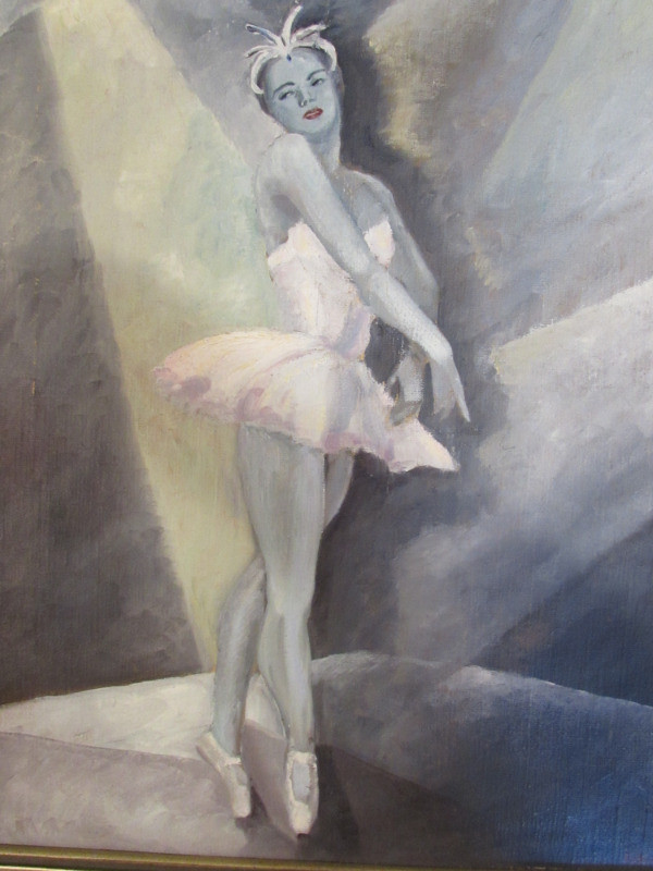 Vintage Oil on Canvas Ballerina  Framed and Signed in Arts & Collectibles in Kitchener / Waterloo - Image 3