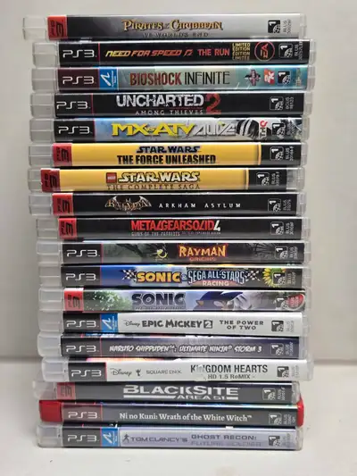 All games 10 minus Blacksite 15 Disney Kingdom of hearts 15 Epic mickey 2 ...30 Narruto 15 Both soni...