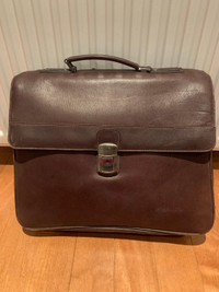 Brown leather briefcase/lap top bag - NEW